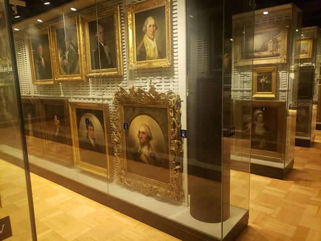 Met Museum glass Storage cases showing artworks